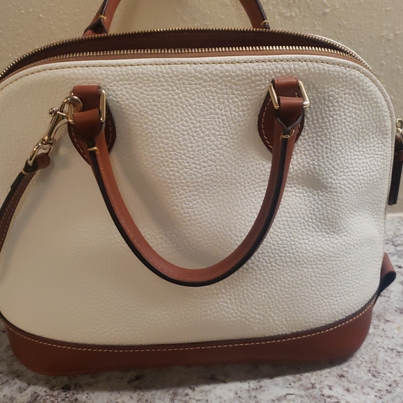 Dooney & Bourke Pebble Grain Zip Satchel White - Picture 5 of 12
